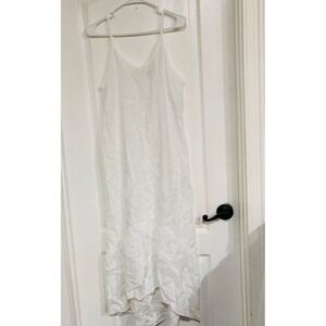 Terzo Millennio | Dresses | Terzo Millennio Dress Womens S 0 Linen White  Maxi Vneck Smocked Wais | Poshmark